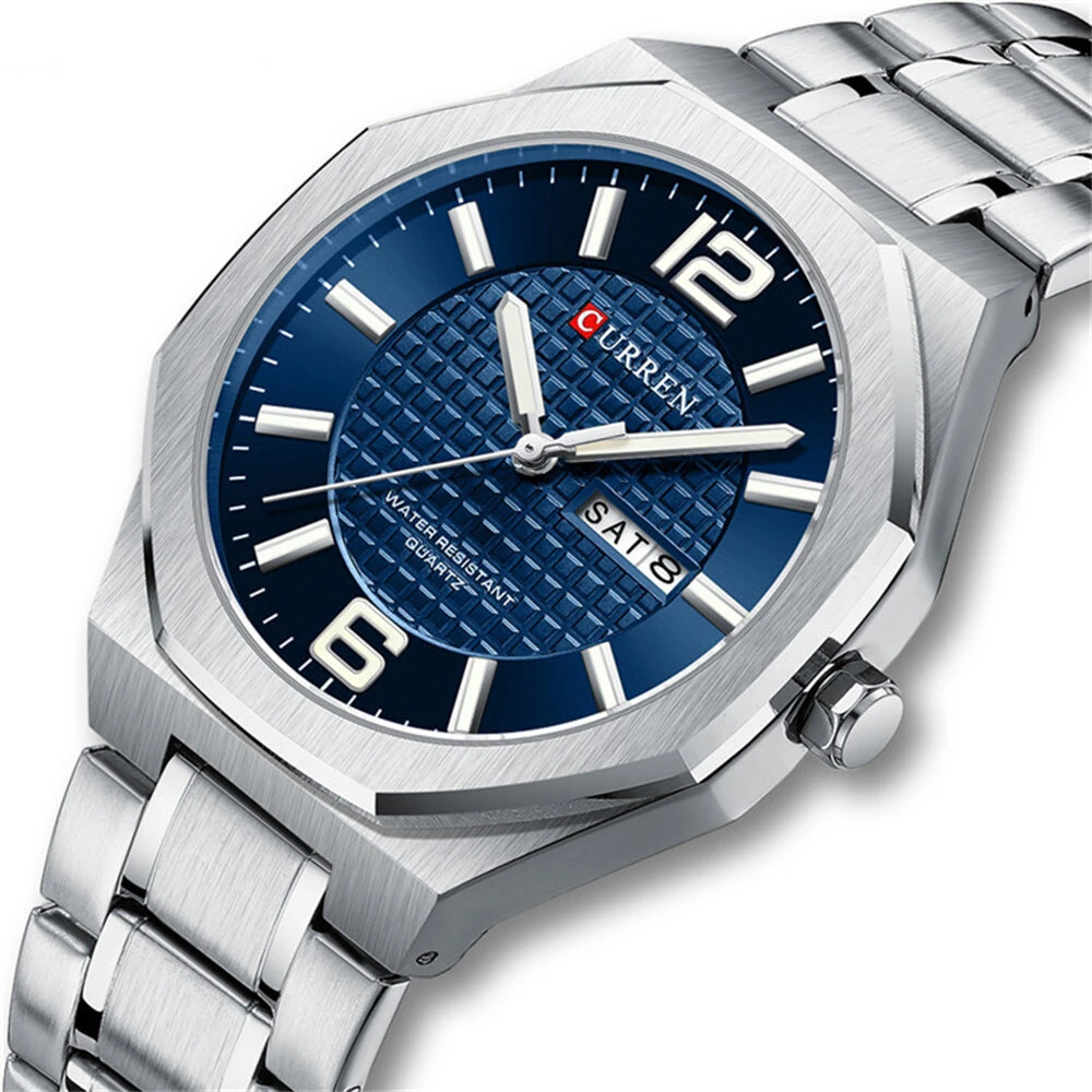 CURREN Men's Stainless Steel Quartz Watch Waterproof Calendar Business Casual Wristwatch Fashion Design with Watch Box — view 9