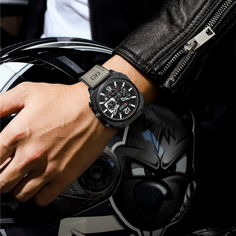 CURREN Men Sports Watches Multi-function Chronograph Quartz Watch Luminous Waterproof Calendar Wristwatch — view 6