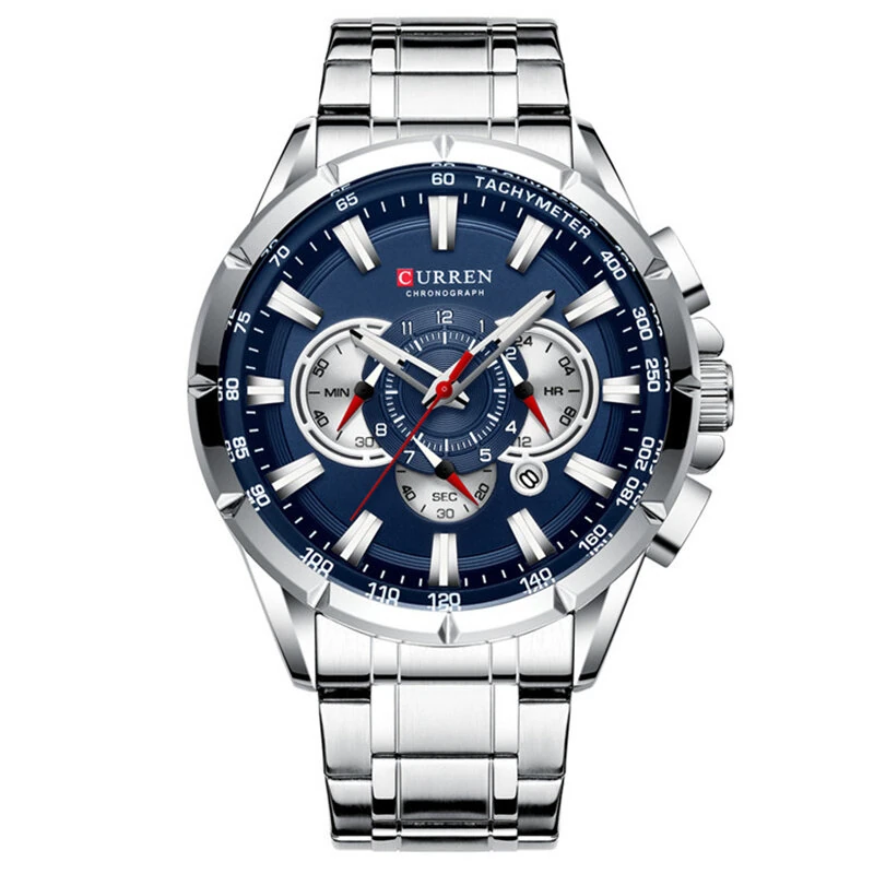 CURREN Men Watch Chronograph Quartz Wristwatch Waterproof Stainless Steel Sports Watches for Men Analog Calendar Wrist Watch — view 11