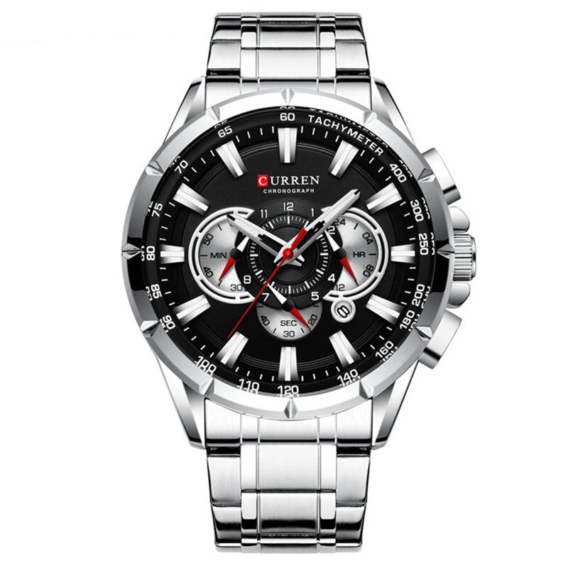 CURREN Men Watch Chronograph Quartz Wristwatch Waterproof Stainless Steel Sports Watches for Men Analog Calendar Wrist Watch — view 8