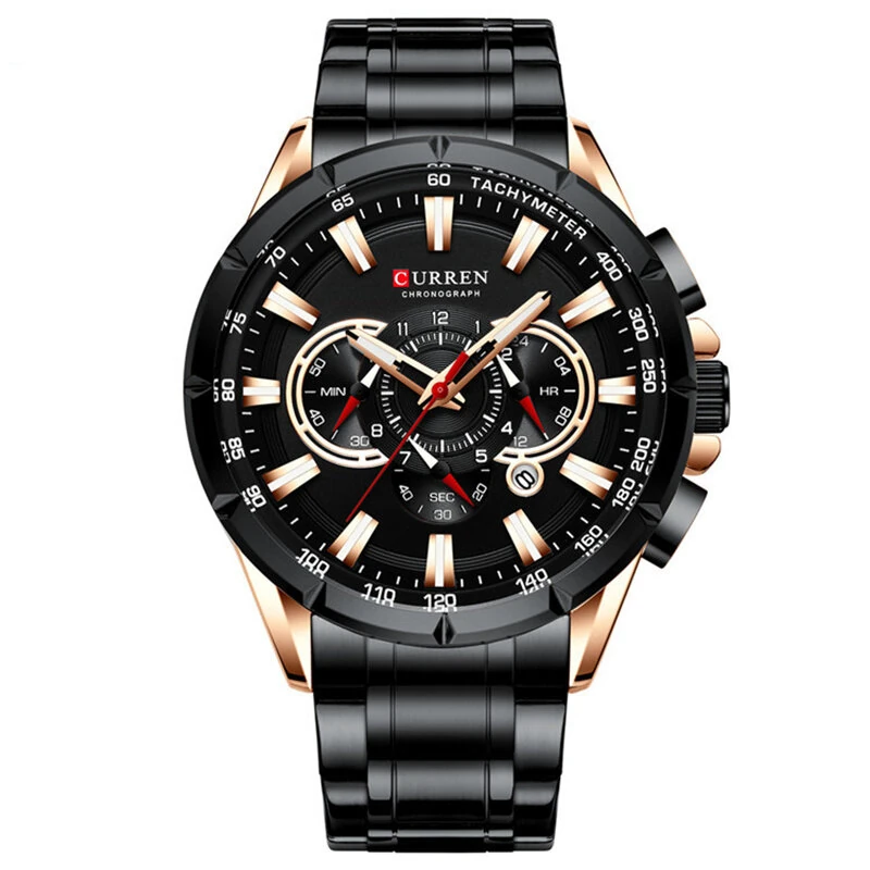 CURREN Men Watch Chronograph Quartz Wristwatch Waterproof Stainless Steel Sports Watches for Men Analog Calendar Wrist Watch — view 9