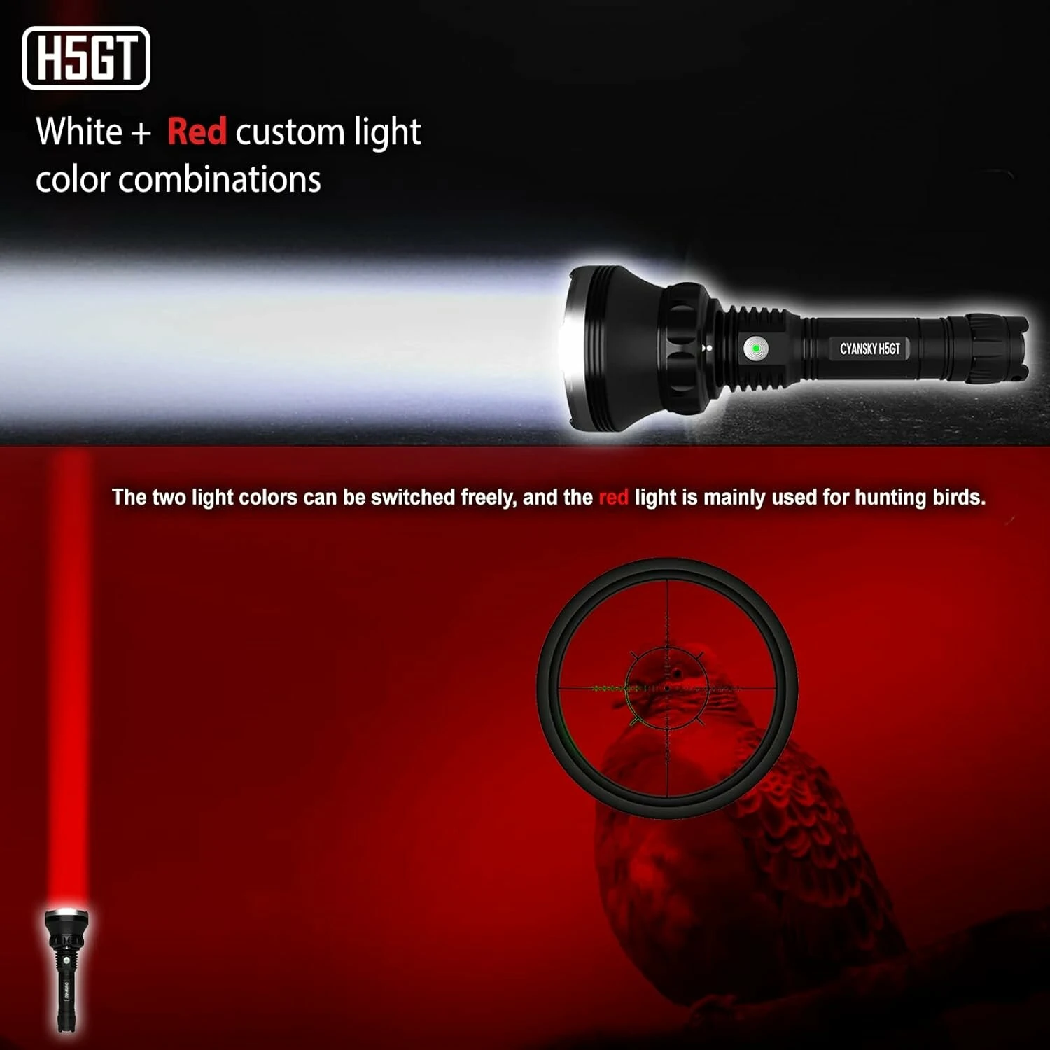 CYANSKY H5GT 2000lm 1000m Multi-Color Flashlight High-Performance Long-Range Searching LED Torch High-Power Infrared Tactical Flashlight for Night Observation Tactical Tasks — view 7