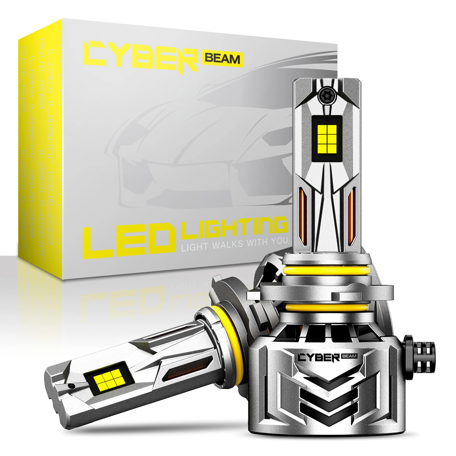 CYBERBEAM A900-C27 H4 / H7 / H11 / H13 / 9012 / 9005 240W 60000LM Pair Car LED Front Headlights LED Bulbs 6500K Bright White Light IP68 Waterproof — view 2