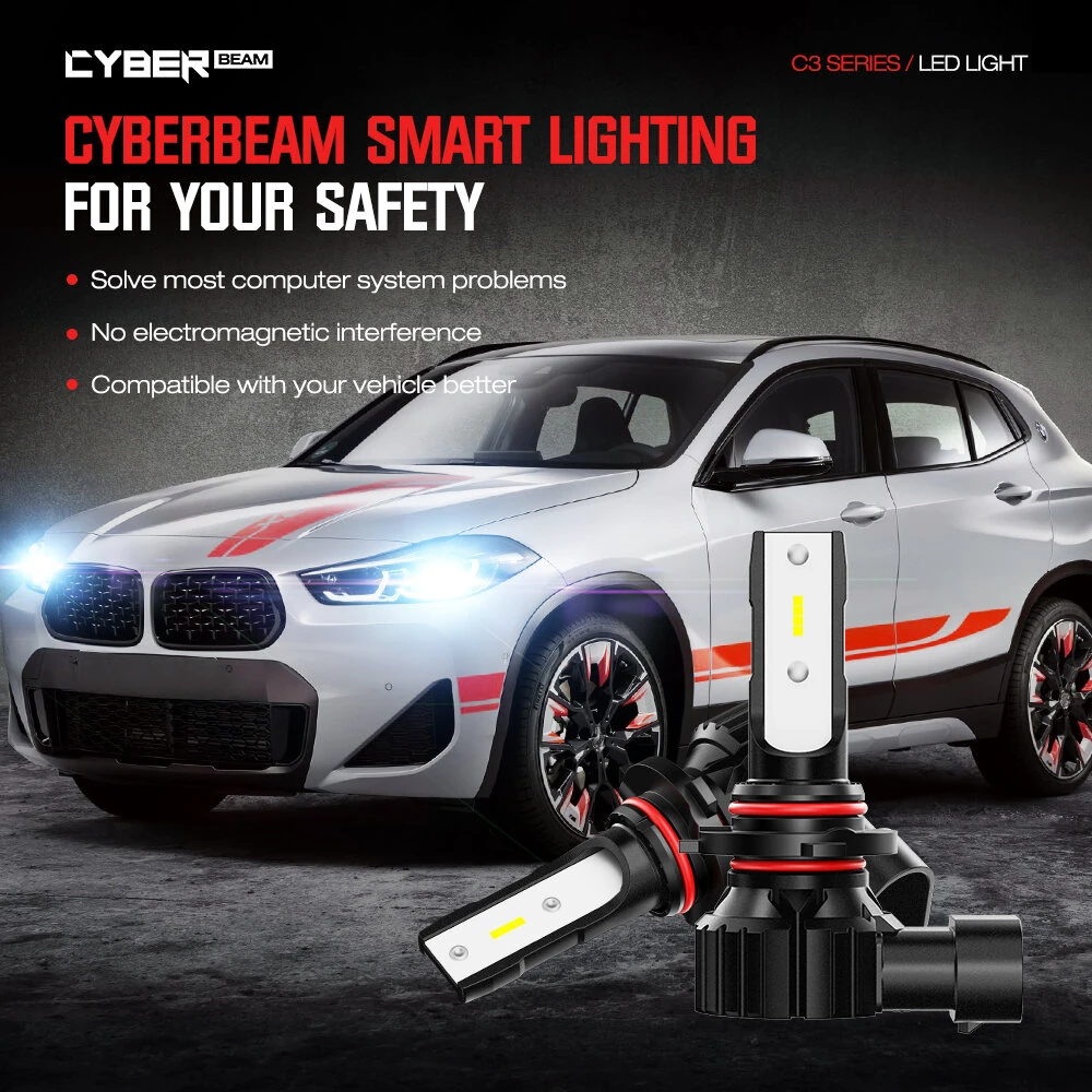 CYBERBEAM A900-C3 H4 / H7 / H11 / 9005 / 9006 Pair 50W Car LED Headlights 10000LM LED Bulbs 6500K White Light LED Headlamps IP68 Waterproof — view 4