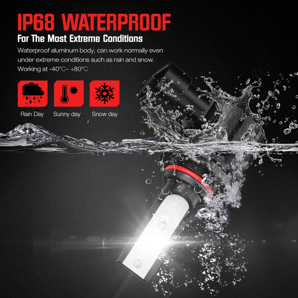 CYBERBEAM A900-C3 H4 / H7 / H11 / 9005 / 9006 Pair 50W Car LED Headlights 10000LM LED Bulbs 6500K White Light LED Headlamps IP68 Waterproof — view 7