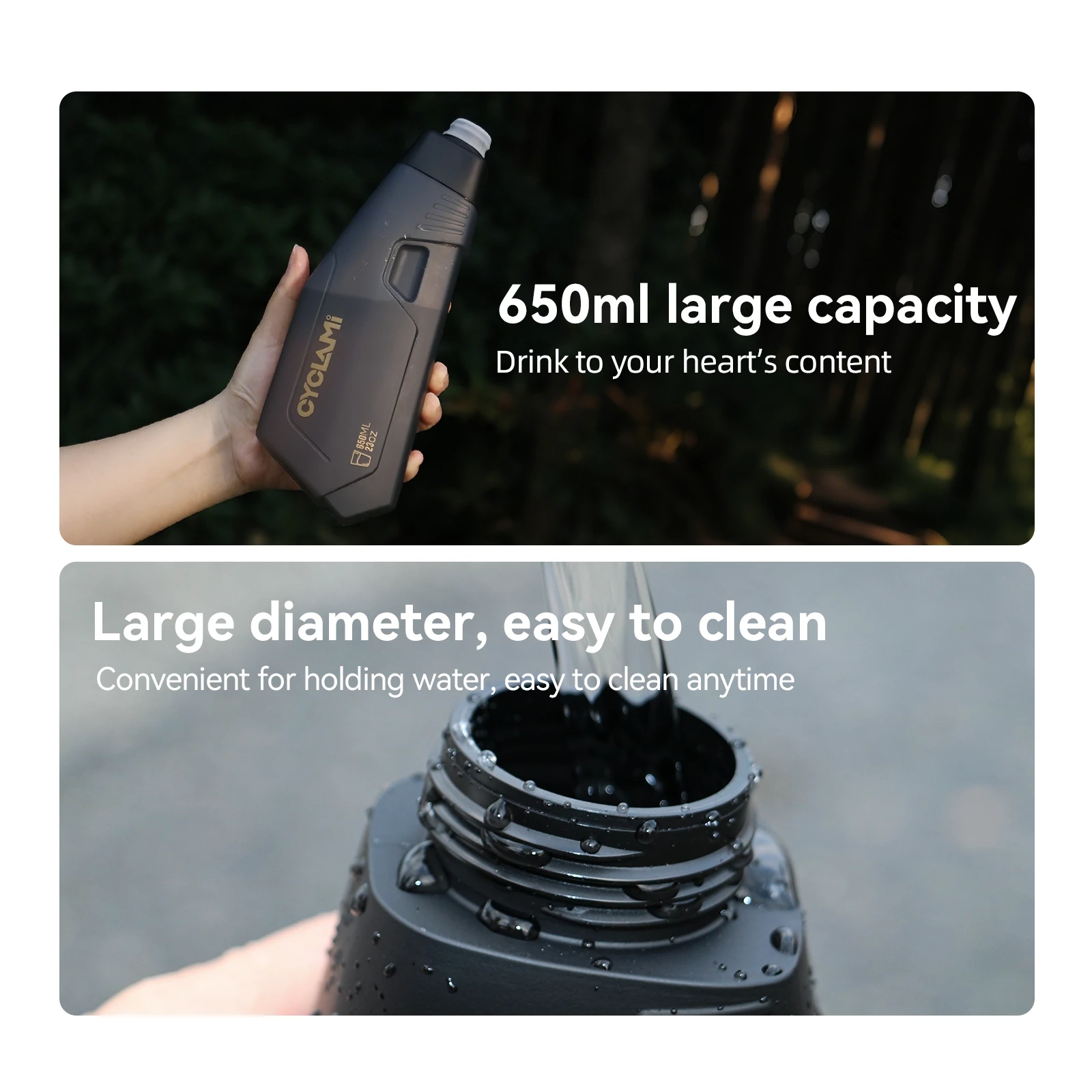 CYCLAMI Bicycle 650ml Aerodynamic Water Bottle Bracket Set Bike Water Bottle MTB Road Frame Down Tube Riding Water Kettle — view 6