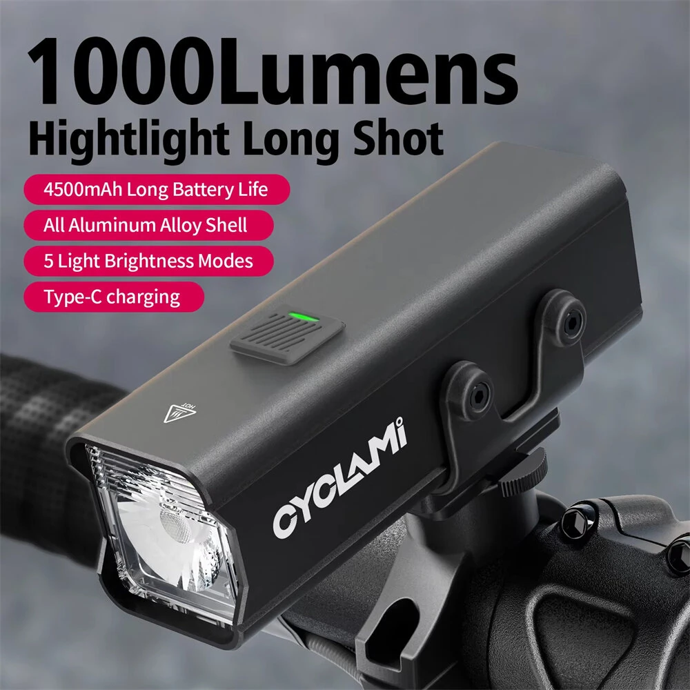 CYCLAMI BR 1000LM Highlight Bike Headlight 4500mAH 5 Gears Modes Lamp Type-C Charging Bicycle Front Light for Outdoor Night Cycling Safety — view 2
