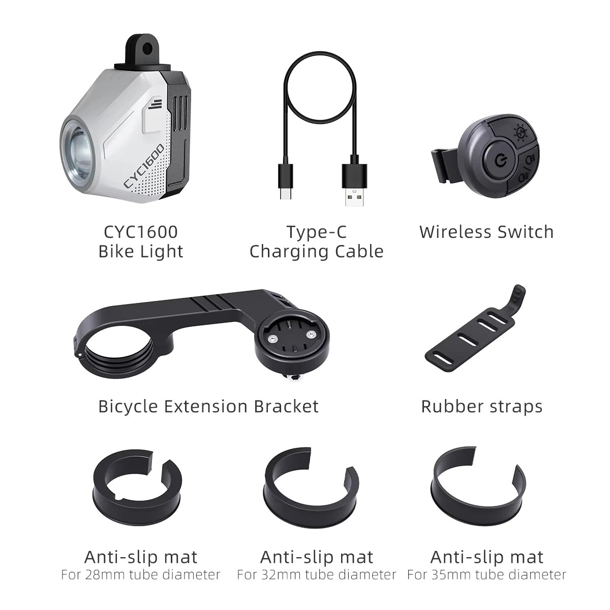 CYCLAMI CYC1600 Wireless Remote Bicycle Headlight 1600 LM Crane-mounted Cycling Front Light Waterproof Type-C Charging Bike Lamp for MTB Outdoor Riding Safety — view 7