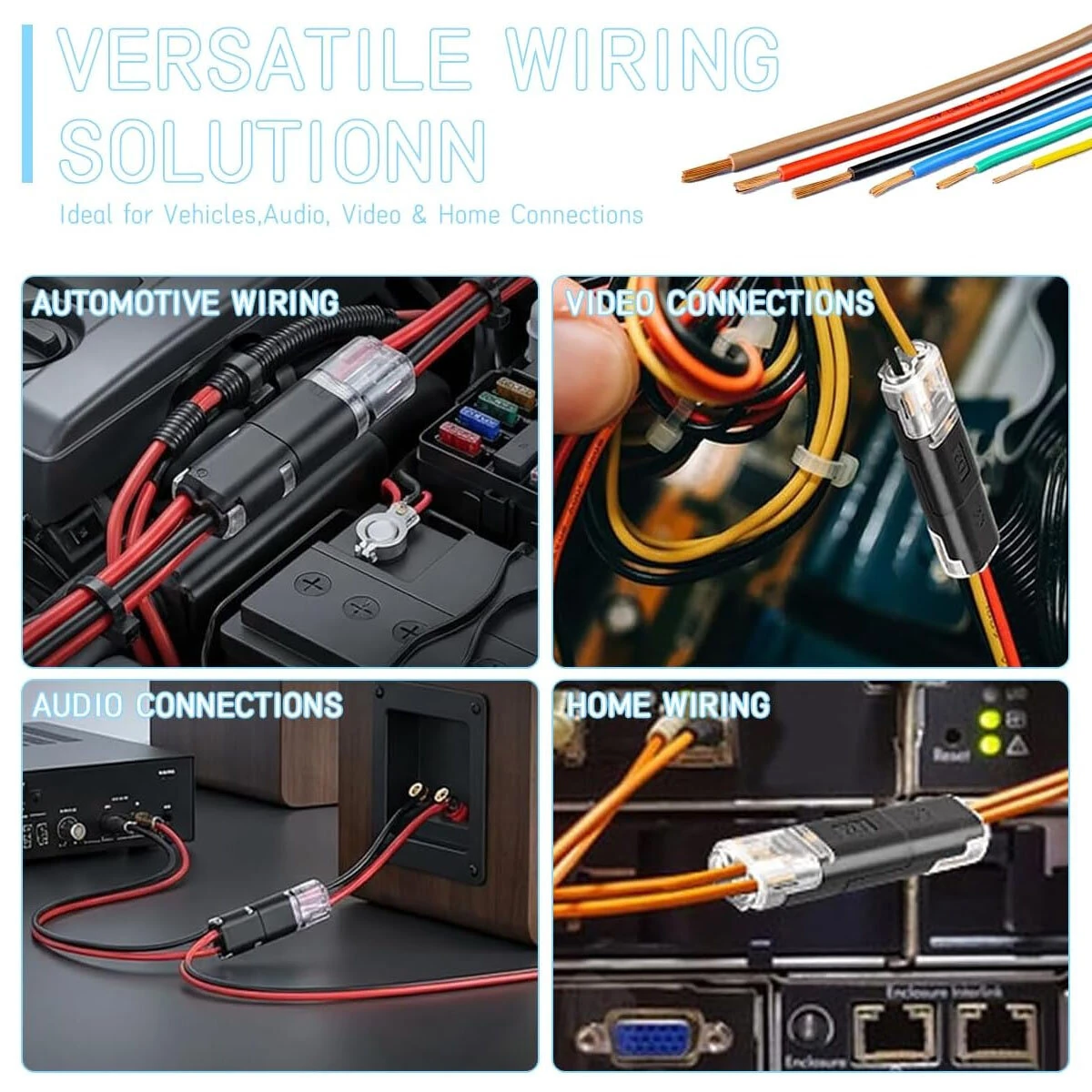 D2 Quick-connect Terminal Double Wire Plug-In Connector With Locking Buckle 2 Pin 300V 9A Quick-Clip Fasteners Low Voltage LED Strip Wire Connector — view 7
