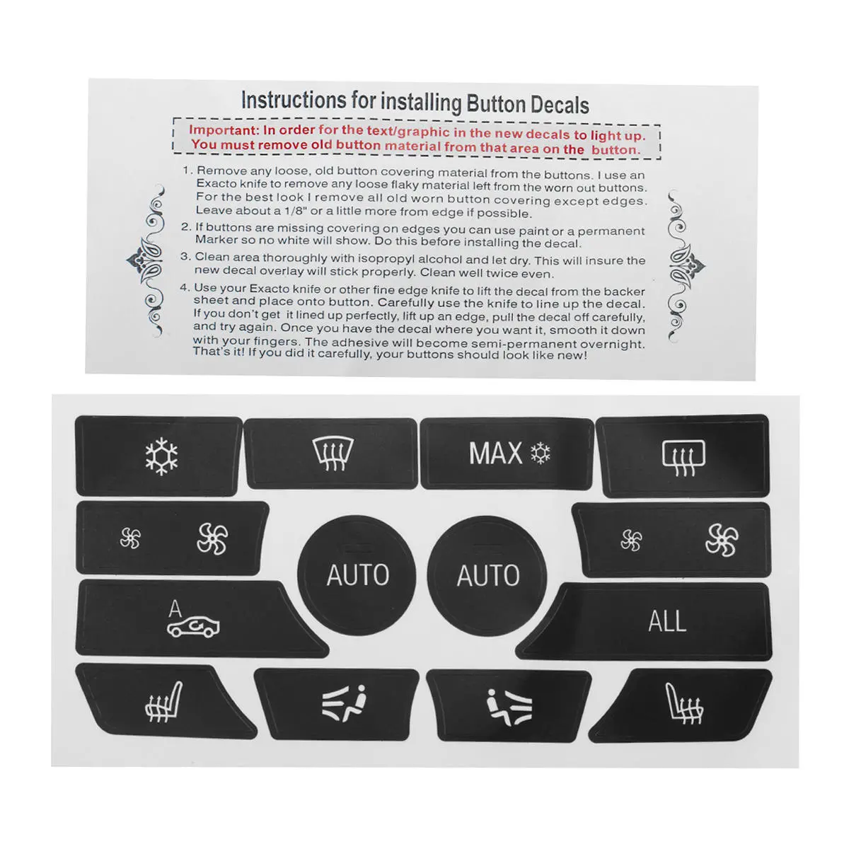 Dash Climate Control Car Stereo Panel Button Repair Decal Kit For BMW 5 Series 09-15 — view 6