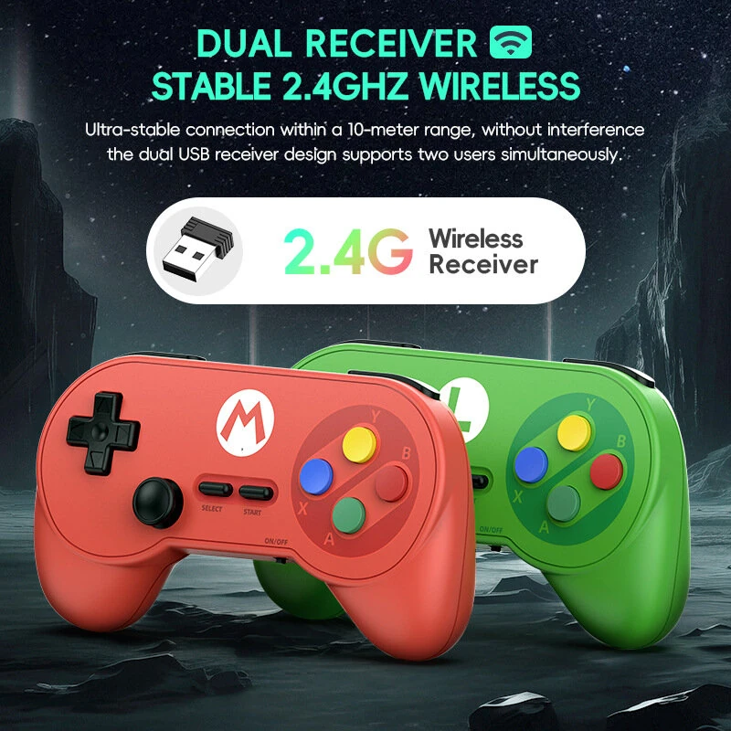 Data Frog PC07 2.4G Wireless Dual Gaming Controller 32H Battery Classic D-Pad Arcade Game Controller for PC Android TV Box Retro Gamepad Plug and Play — view 5
