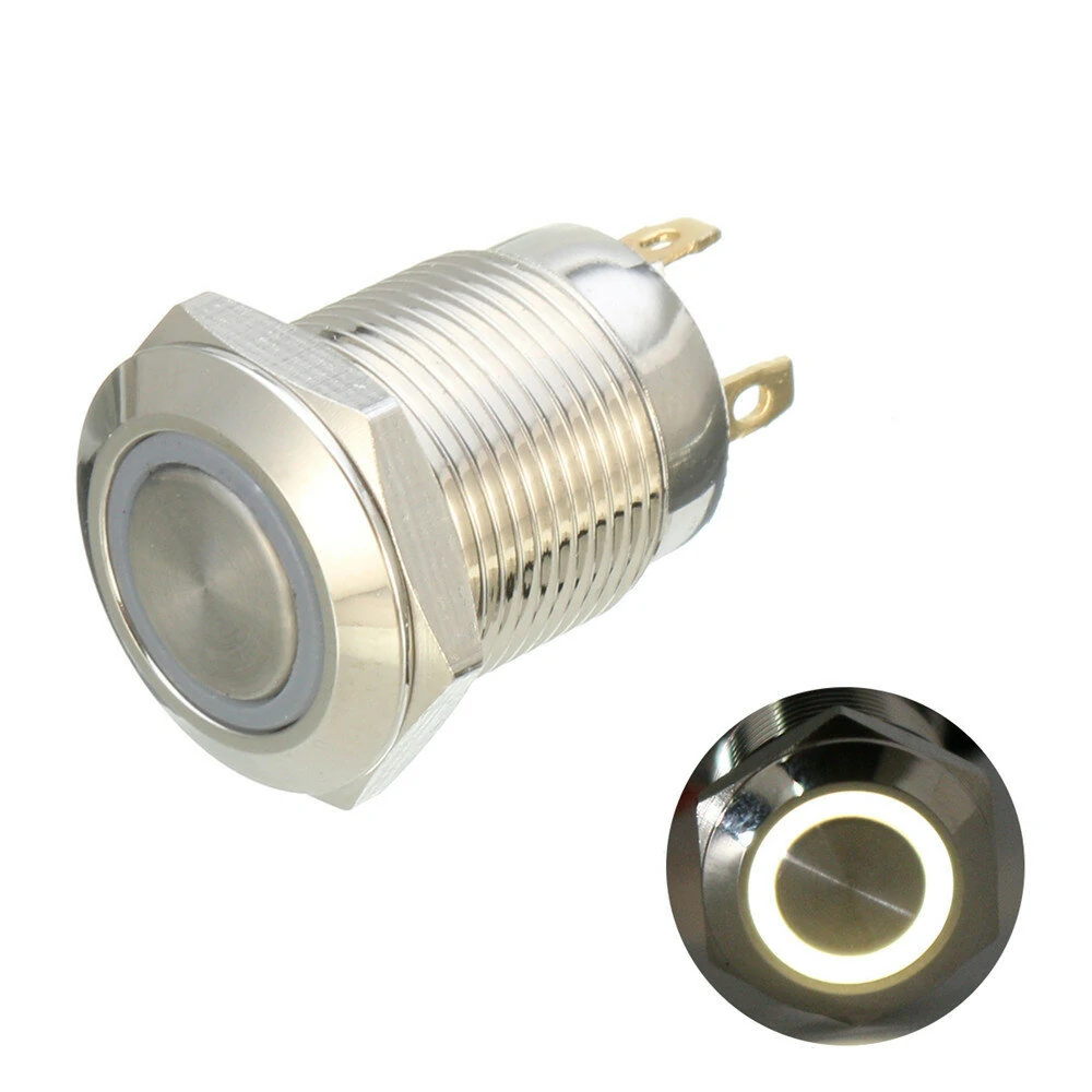 DC 12V 12mm 4 Pin Momentary Switch Led Light Metal Push Button Waterproof Switch — view 10