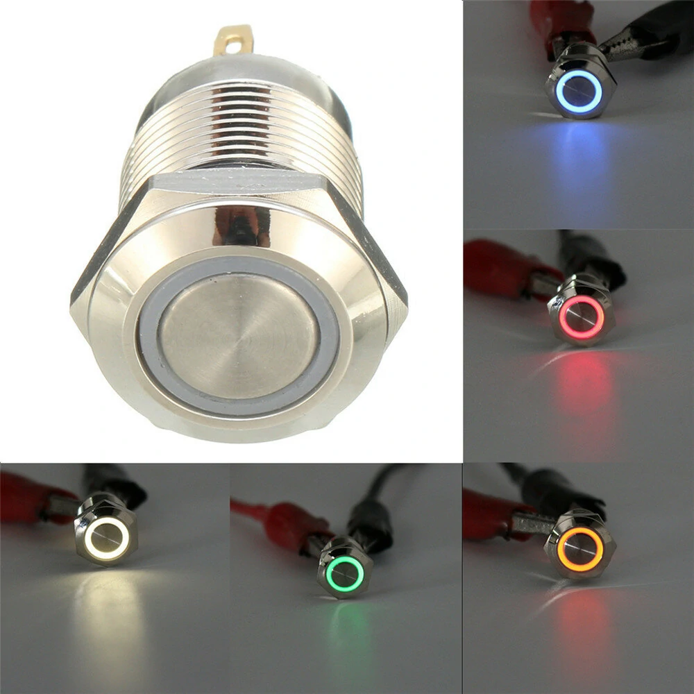 DC 12V 12mm 4 Pin Momentary Switch Led Light Metal Push Button Waterproof Switch — view 11