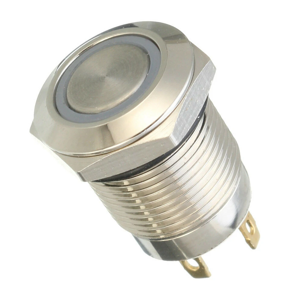 DC 12V 12mm 4 Pin Momentary Switch Led Light Metal Push Button Waterproof Switch — view 3