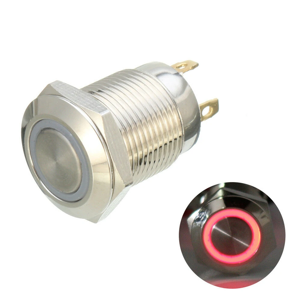 DC 12V 12mm 4 Pin Momentary Switch Led Light Metal Push Button Waterproof Switch — view 6