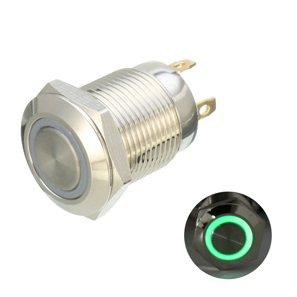 DC 12V 12mm 4 Pin Momentary Switch Led Light Metal Push Button Waterproof Switch — view 7