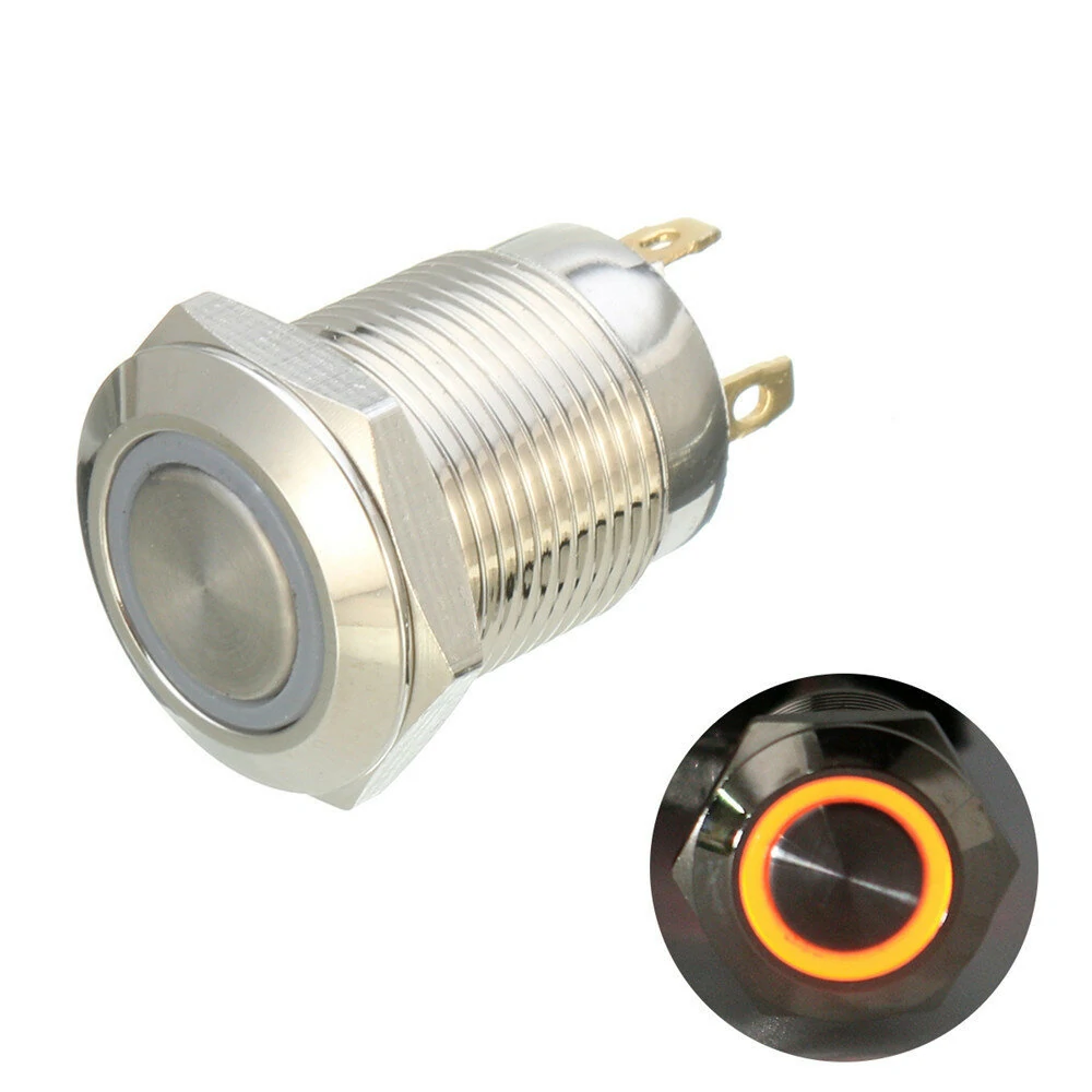 DC 12V 12mm 4 Pin Momentary Switch Led Light Metal Push Button Waterproof Switch — view 8