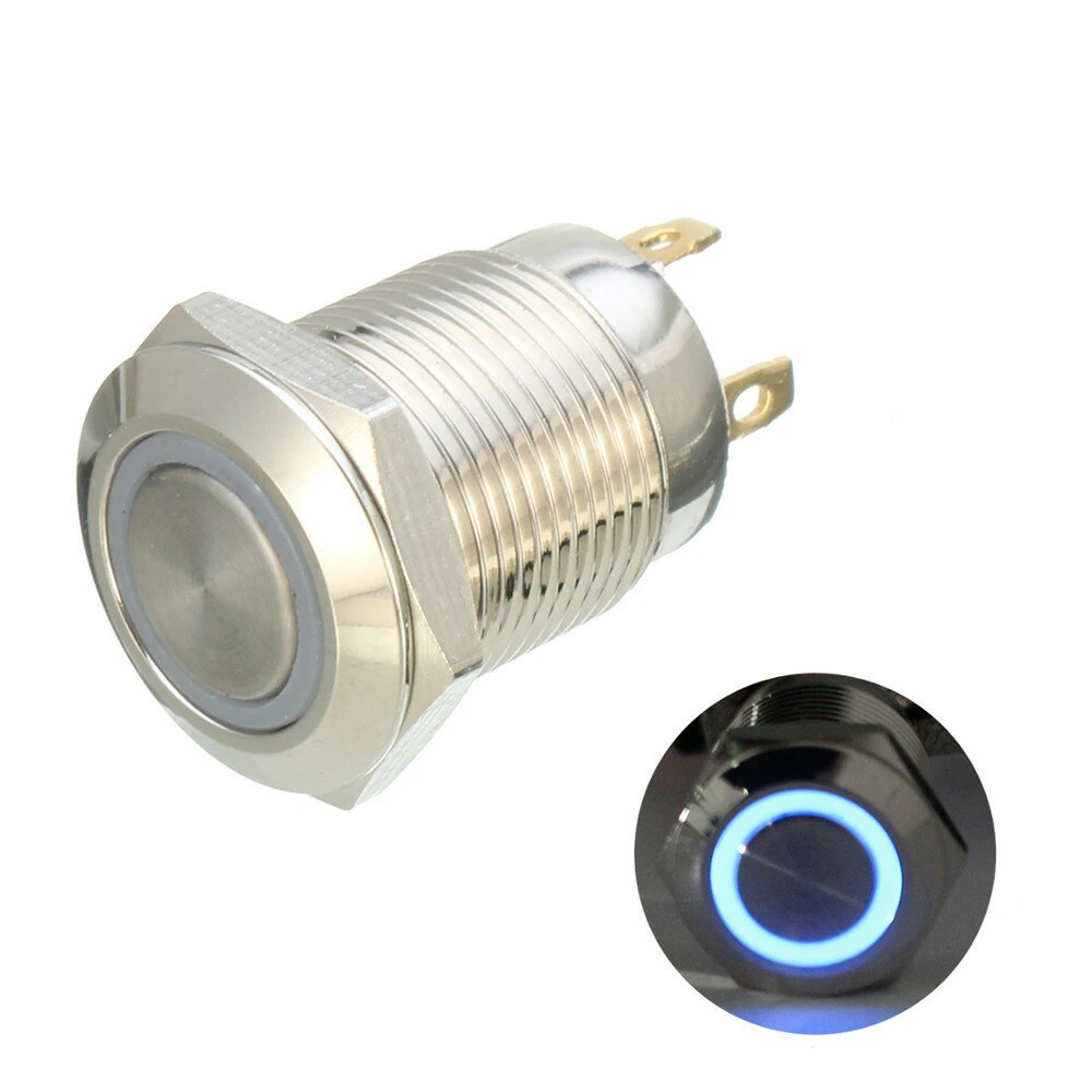 DC 12V 12mm 4 Pin Momentary Switch Led Light Metal Push Button Waterproof Switch — view 9