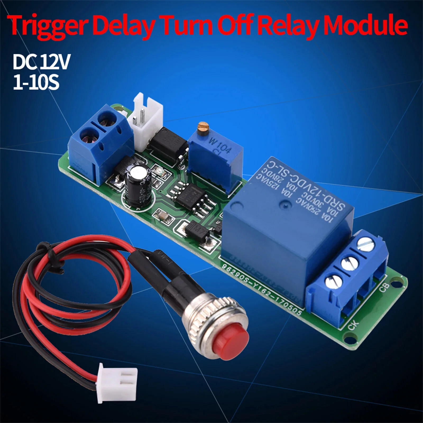 DC 12V Adjustable Timer Delay Turn Off Timing High Precision Relay Switch Module with External Button Trigger — view 6