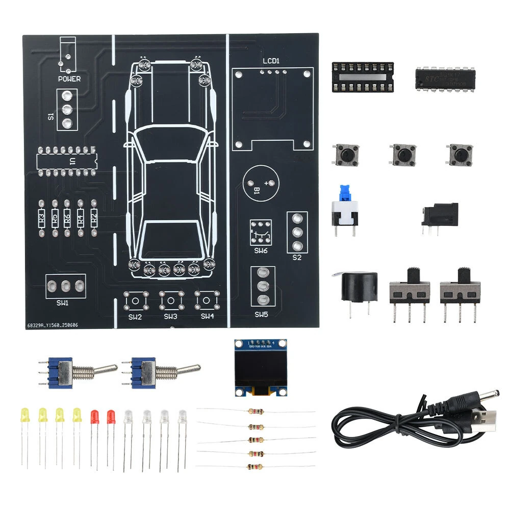DC 5V Car Driving Simulator Kit DIY Electronics Project with LCD Speedometer Turn Signals Headlights Horn Function — image 1