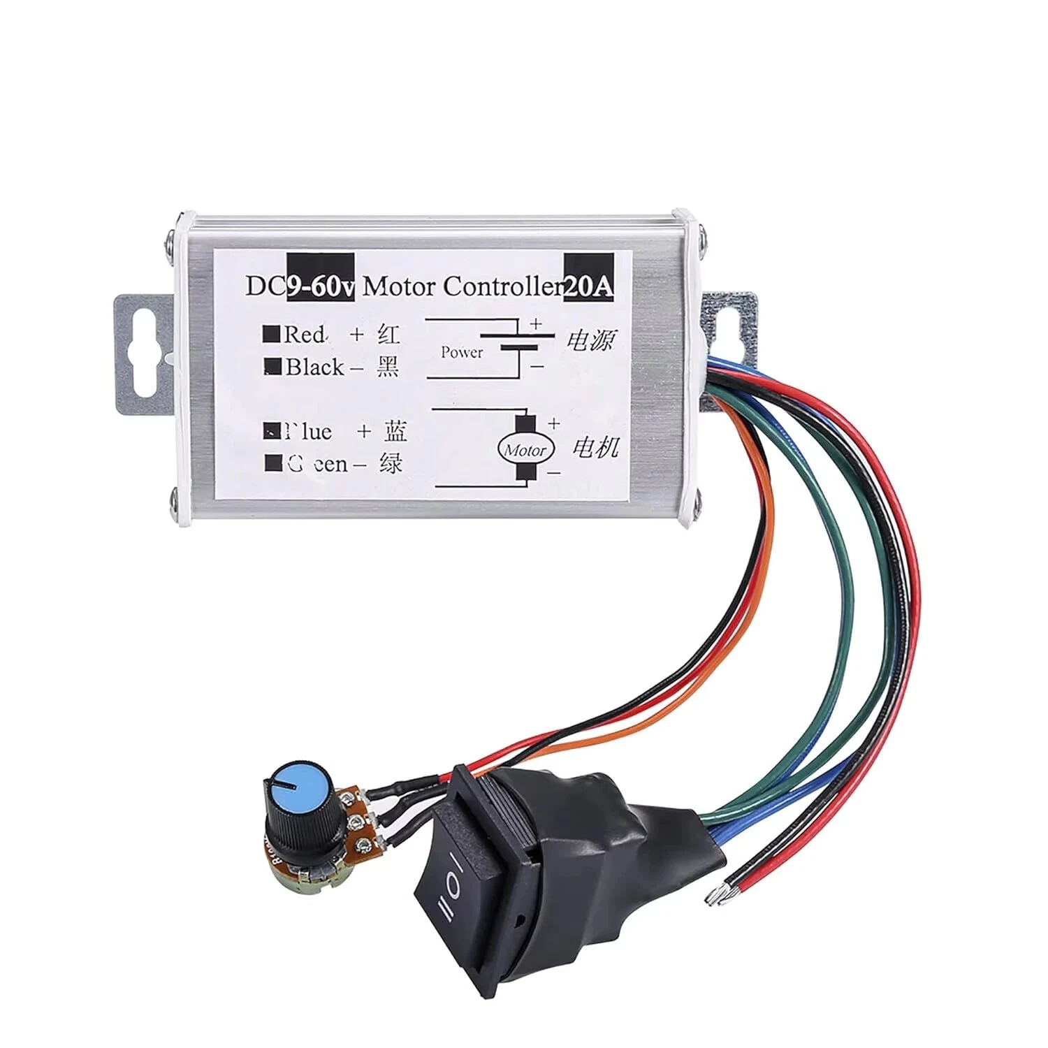 DC Motor Speed Controller PWM Regulator 9V-60V 1200W 20A Potentiometer Brushed Motor Driver Module Adjustable Rotation Control System High Efficiency Suitable for DC Circuit Application — image 1
