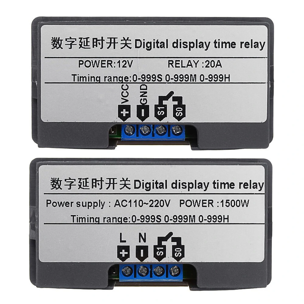 DC12V / AC110V-220V Digital Display Time Relay Automation Delay Timer Control Switch Relay Module — view 2