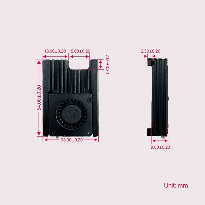 DC5V Cooling Fan Heatsink 8000RPM PWM Speed Adjustable Active Radiator Cooler with Thermal Pads for Raspberry Pi CM5/CM4 — view 6