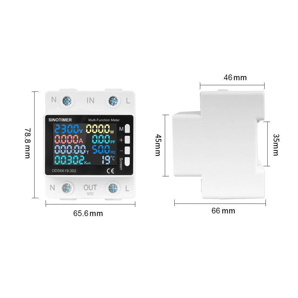 DDS6619 Tuya Smart WiFi Multifunctional Energy Meter 170~270V Voltage Range 0~63A Current Over/Under-Voltage Protection Remote Access High Accuracy Power Consumption Monitor — view 4