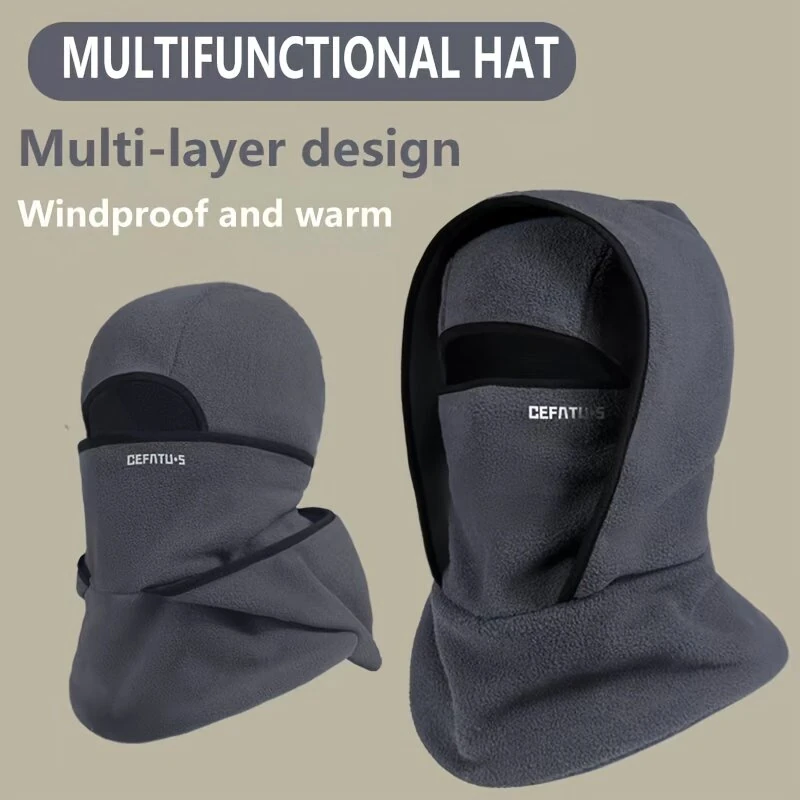 DEFATU·S Full Face Head Cover Two-Layer Hat Design Warm Winter Helmet Liner Windproof Fishing Skiing Hiking Cycling Headgear — view 3