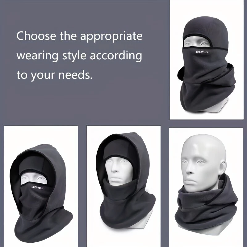 DEFATU·S Full Face Head Cover Two-Layer Hat Design Warm Winter Helmet Liner Windproof Fishing Skiing Hiking Cycling Headgear — view 4