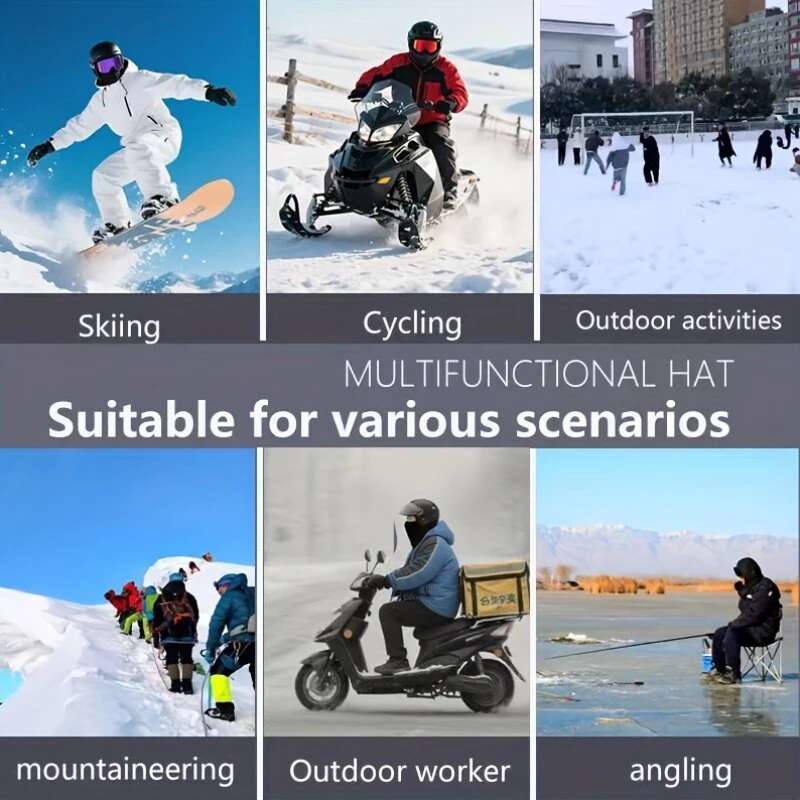 DEFATU·S Full Face Head Cover Two-Layer Hat Design Warm Winter Helmet Liner Windproof Fishing Skiing Hiking Cycling Headgear — view 5