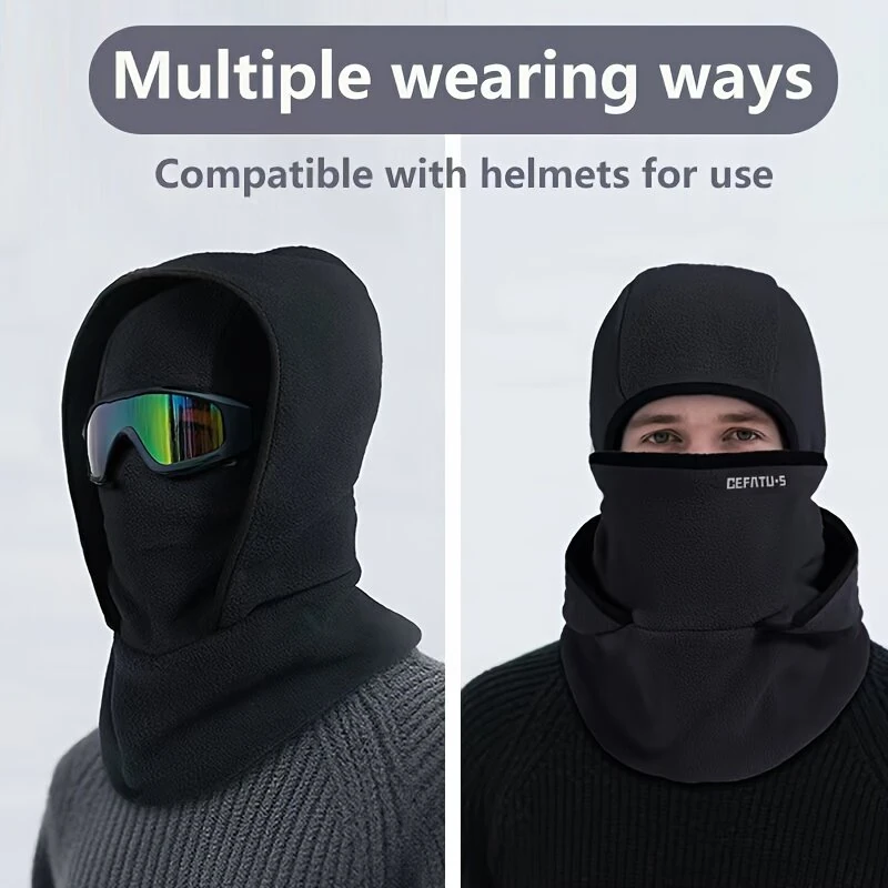 DEFATU·S Full Face Head Cover Two-Layer Hat Design Warm Winter Helmet Liner Windproof Fishing Skiing Hiking Cycling Headgear — view 7