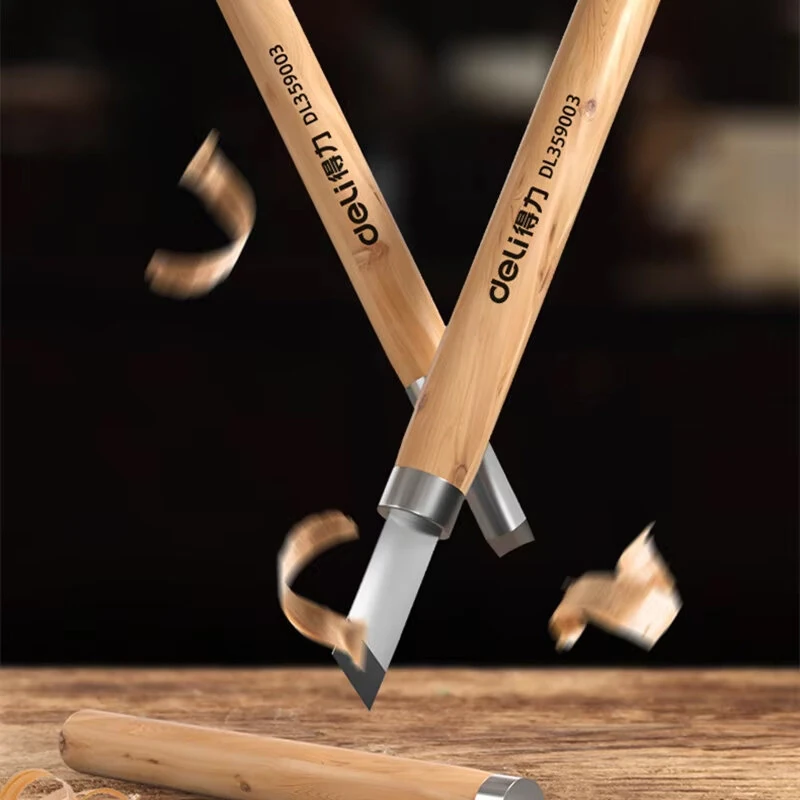DELI 12pcs Wood Carving Chisels Set Handmade Carving Knife Tool for Woodworking DIY Engraving — view 2