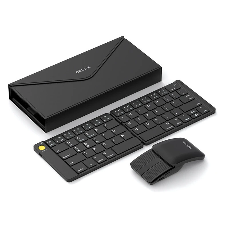 Delux MF10 Foldable Keyboard and Mouse Set Ultra Slim Wireless bluetooth Keyboard & Mouse Combo 120days Standby Magnetic Closure for PC Laptop Computer Monitor — Delux