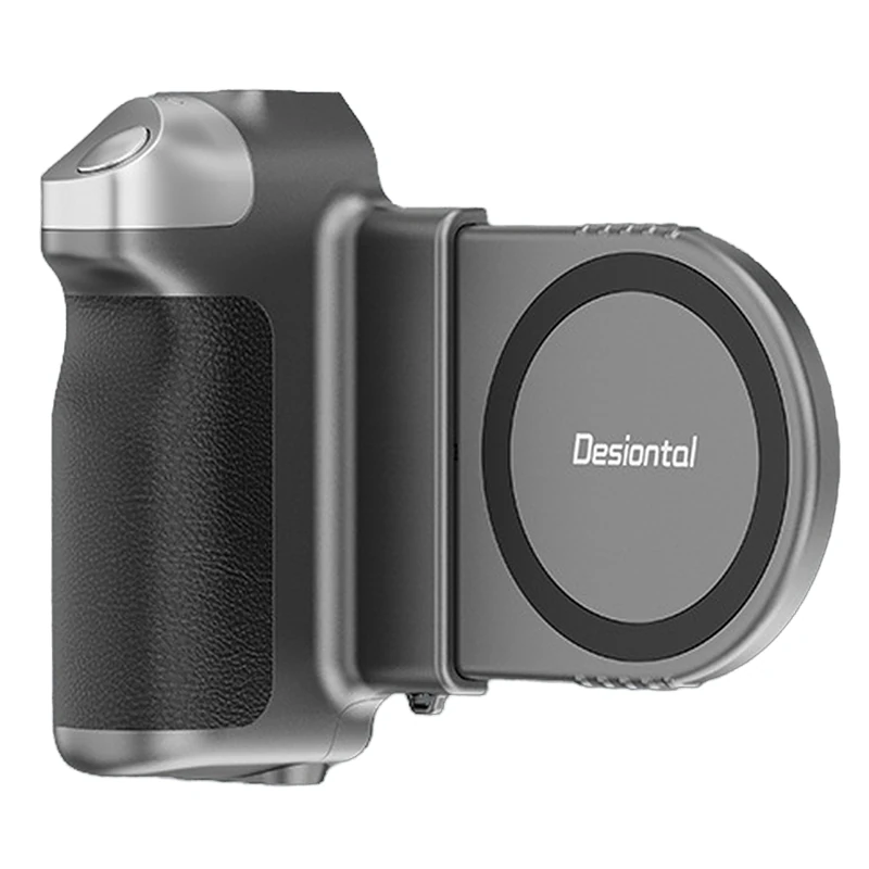 Desiontal GP-06 bluetooth Mobile Phone Shooting Assistant Magnetic Suction Wireless Remote Shutter Ergonomic Grip 360° Rotation 1/4 Thread for Tripod Vlog Photography — image 1