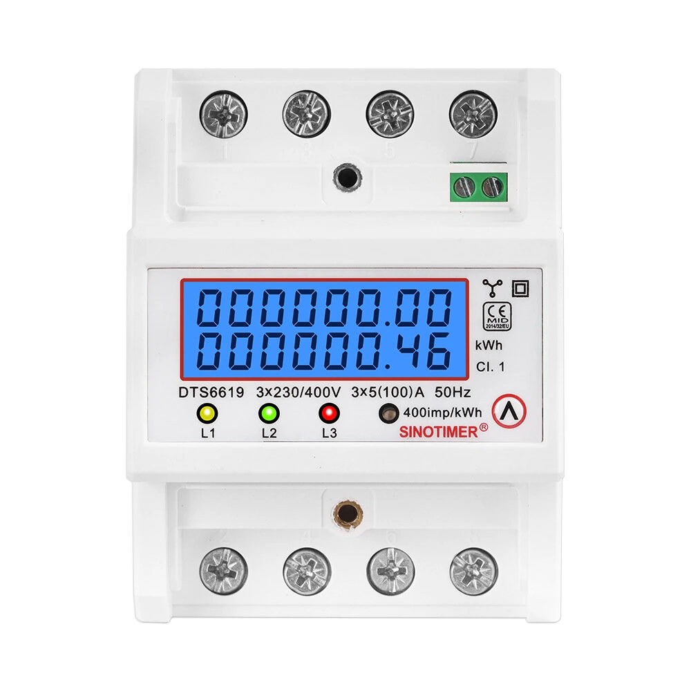 Dgital Wattmeter 100A 380V AC Three Phase Energy Meter Temporary kWh Can Be Reset Power Voltage Current — image 1