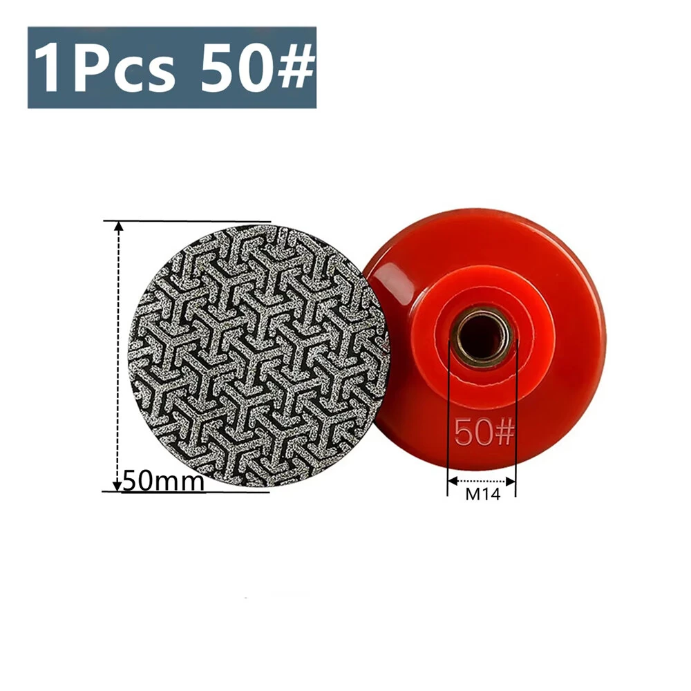 Diamond Electroplated Polishing Pads M14 50mm 50 Grit Dry Sanding Disc for Granite Stone Concrete Marble Tile Wood Glass — view 6