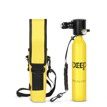 DIDEEP 0.5L Mini Scuba Tank Kit with Storage Bag Missing Rope Portable Scuba Diving Tank Gear Support 5-10 Minutes Breath Underwater Breathing Devicefor Partner Underwater Entertainment Backup Air