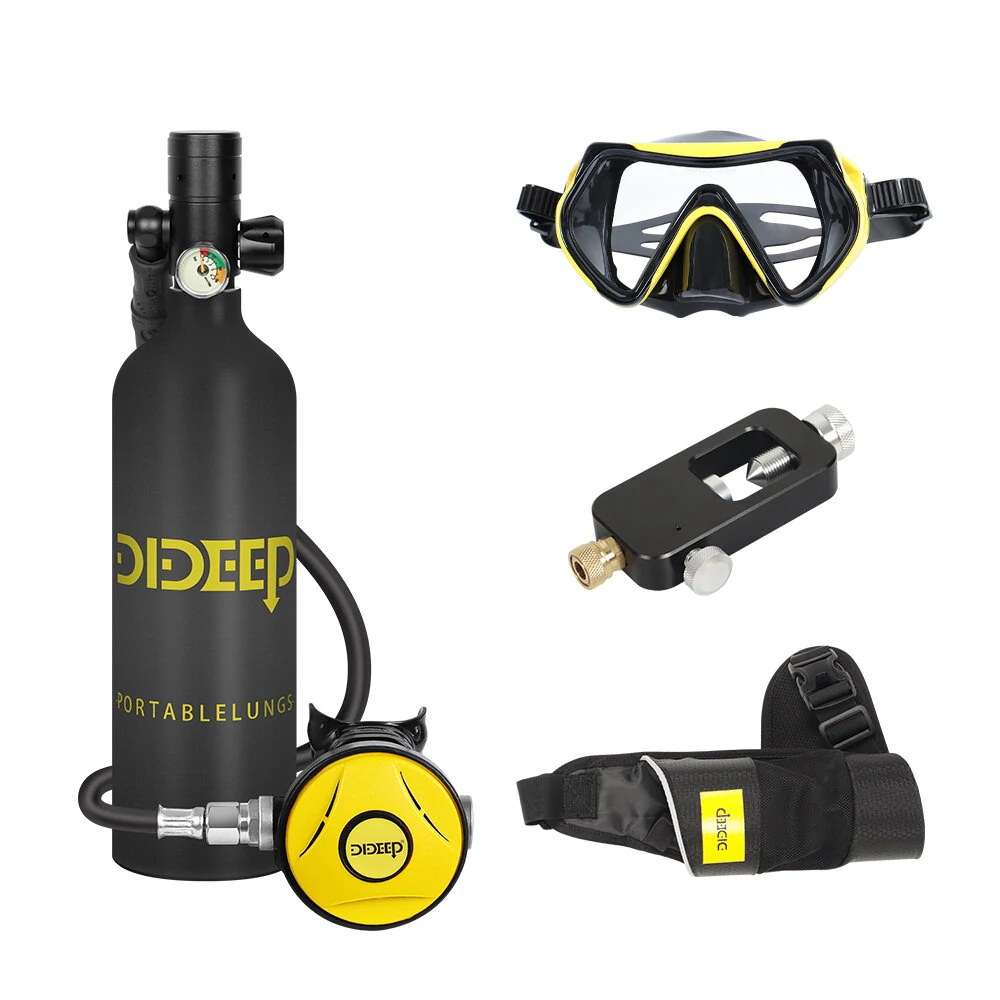 DIDEEP X4000Pro 1L Scuba Diving Tank Snorkel Equipment Leisure Outdoor Swimming Spare Oxygen Portable Capacity Use 10-20 Minute with Adapter Diving Goggles Strap Bag — view 2