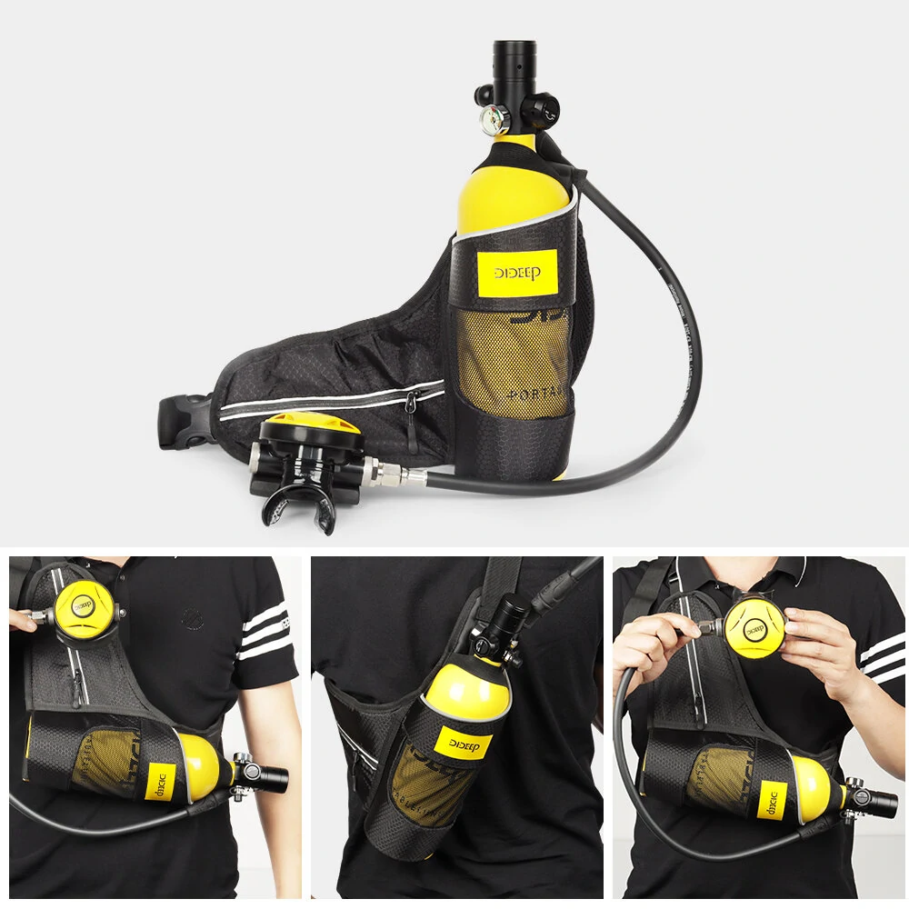 DIDEEP X4000Pro 1L Scuba Diving Tank Snorkel Equipment Leisure Outdoor Swimming Spare Oxygen Portable Capacity Use 10-20 Minute with Adapter Diving Goggles Strap Bag — view 3