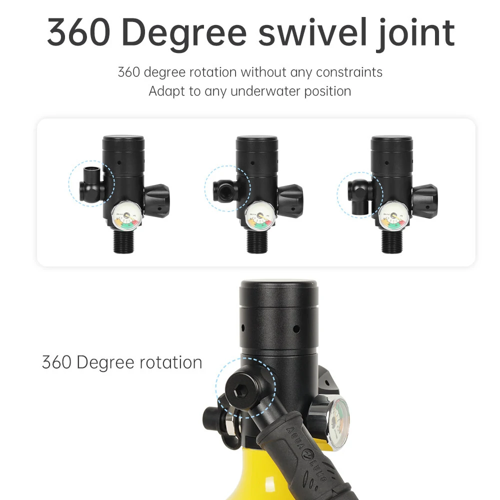 DIDEEP X4000Pro 1L Scuba Diving Tank Snorkel Equipment Leisure Outdoor Swimming Spare Oxygen Portable Capacity Use 10-20 Minute with Adapter Diving Goggles Strap Bag — view 4