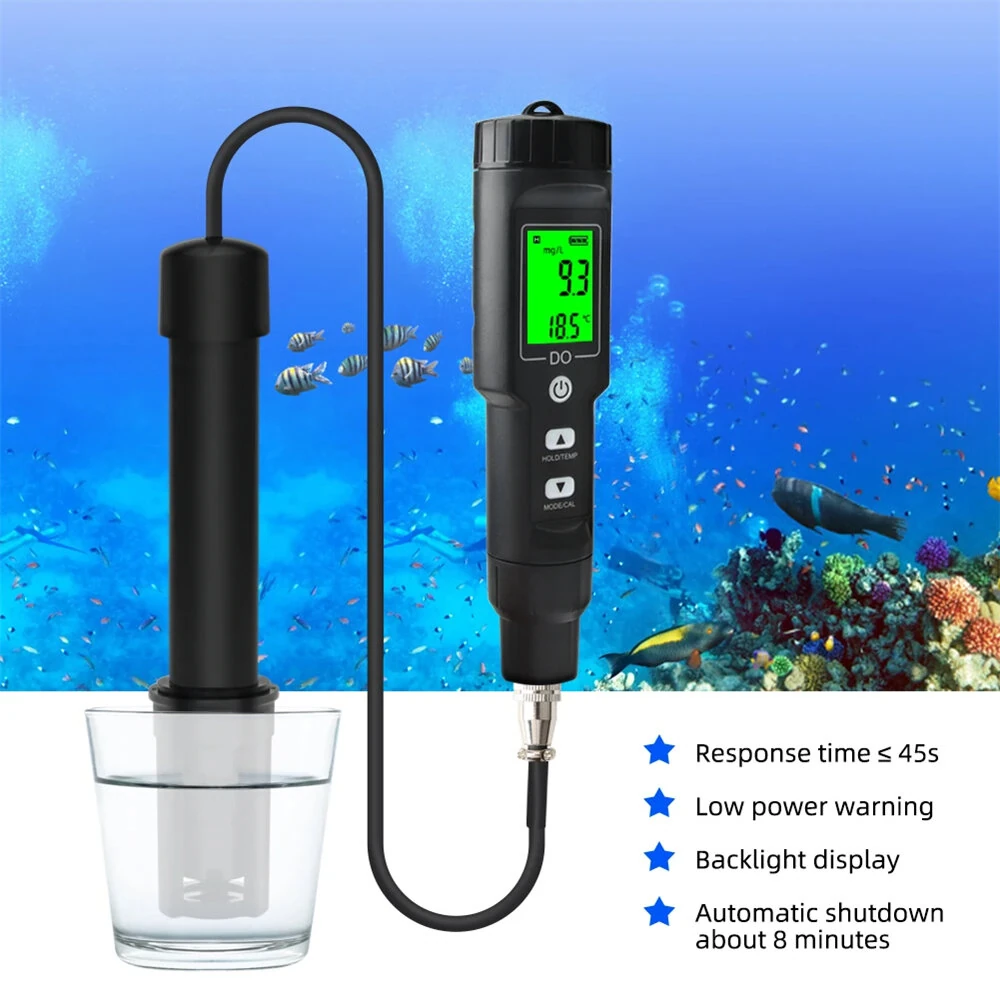 Digital Dissolved Oxygen Meter 0.0-40.0 mg/L ATC Backlight LCD Display Accurate Water DO Tester for Aquariums Pools Ponds Aquaculture with Temperature Measurement — view 2