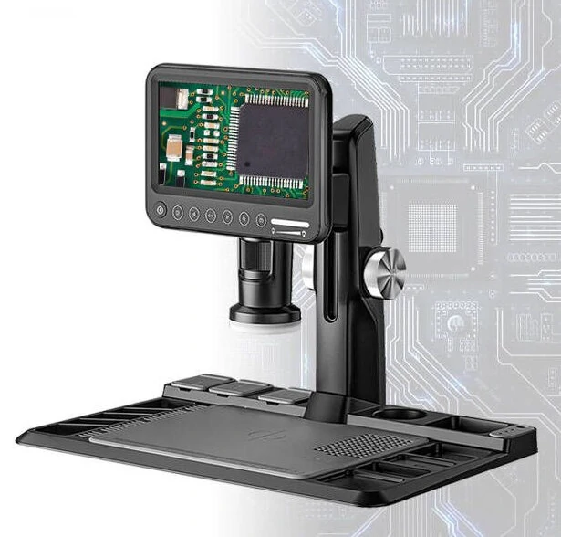 Digital Microscope 1600X 12MP Camera Sensor Coin Microscope 7" Touch LCD Microscope with Wired Remote 28 LED Fill Lights For PC — image 1