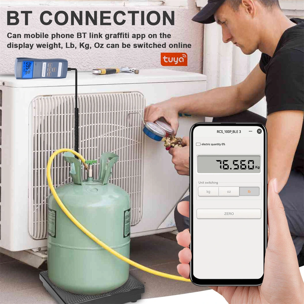 Digital Refrigeration bluetooth Scale 90kg High Capacity Electronic Weighing Scale for Refrigerants Refilling Central Air-conditioning and Refrigeration Equipment Fluoridation Tools — view 5