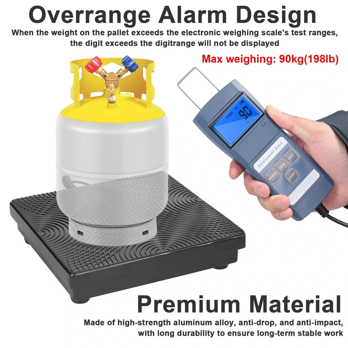 Digital Refrigeration bluetooth Scale 90kg High Capacity Electronic Weighing Scale for Refrigerants Refilling Central Air-conditioning and Refrigeration Equipment Fluoridation Tools — view 8