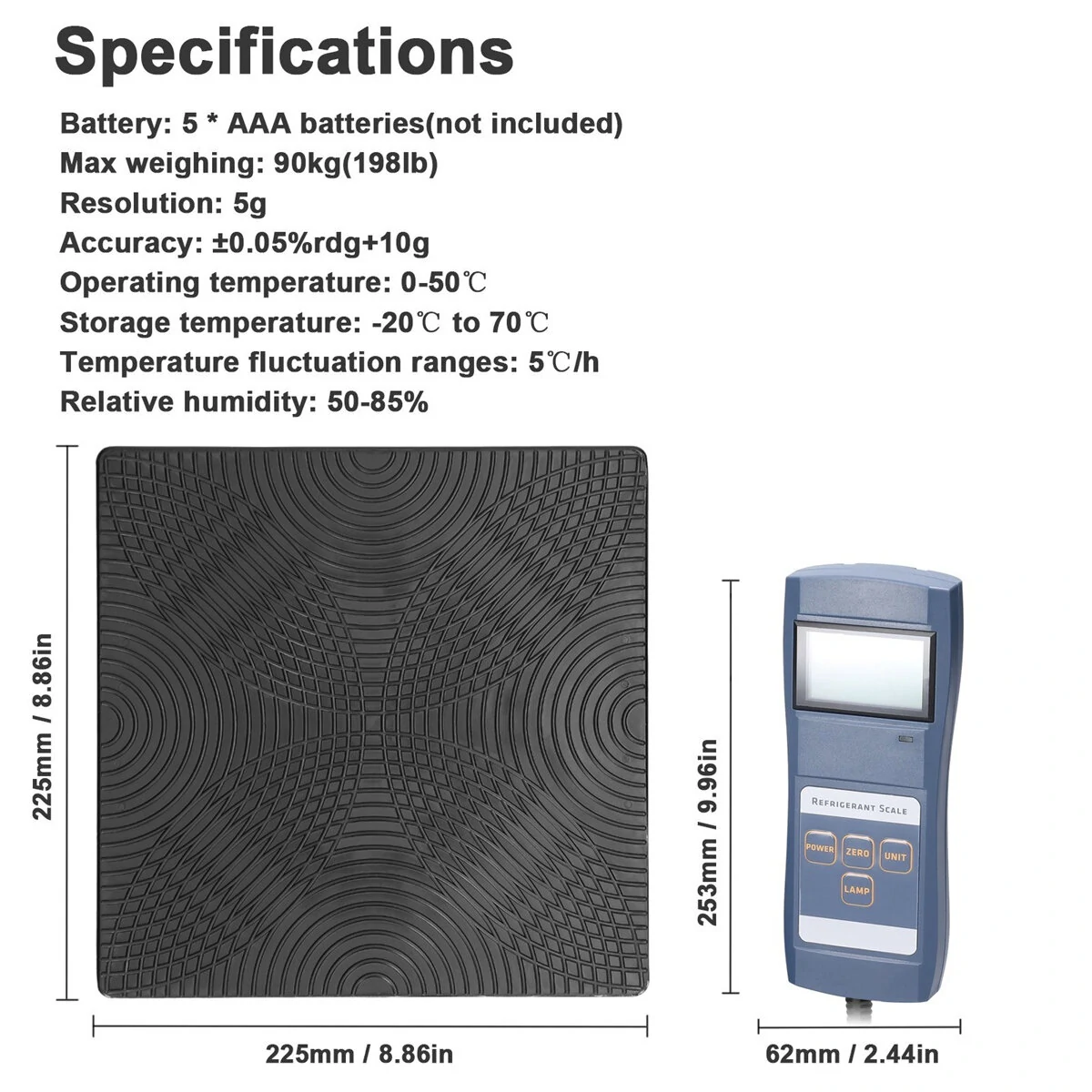 Digital Refrigeration bluetooth Scale 90kg High Capacity Electronic Weighing Scale for Refrigerants Refilling Central Air-conditioning and Refrigeration Equipment Fluoridation Tools — view 9