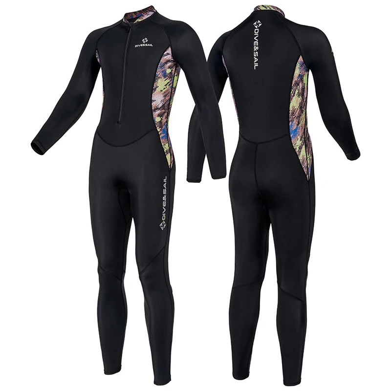 DIVE&SAIL Men Full Body Dive Skins Wetsuit UPF50+ Sun Protection Quick-drying One-piece Long Sleeve Diving Top Pant Front Zip High Elastic Thin Snorkeling Clothes for Surfing Swimming — view 10