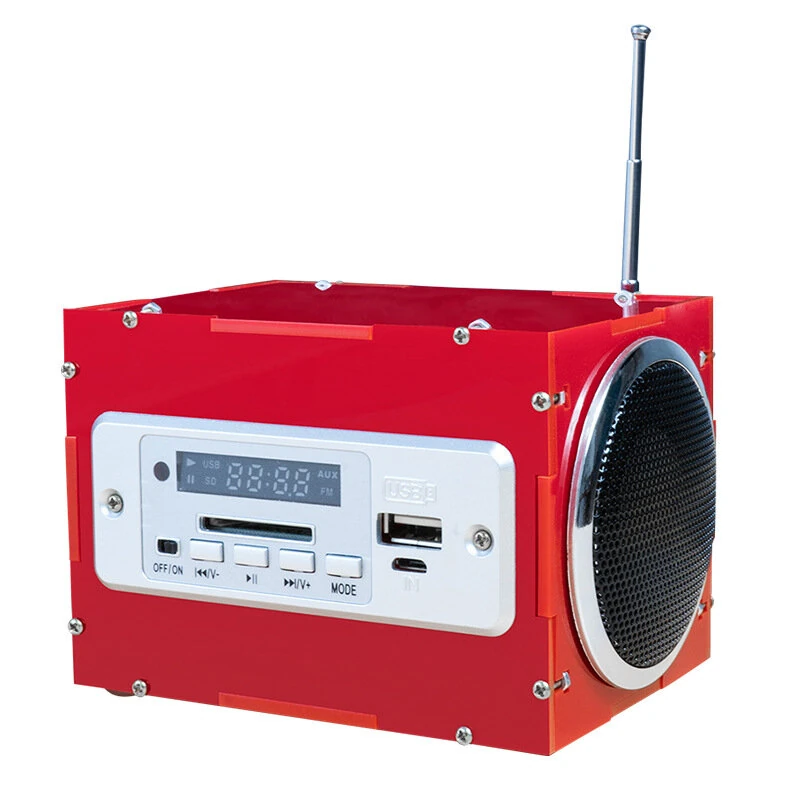 DIY Audio Bluetooth 5.0 Speaker Kit FM Radio USB/SD/AUX Dual Speakers DC 3.7-5V Remote Control Amplifier Speaker Building Kit — view 2