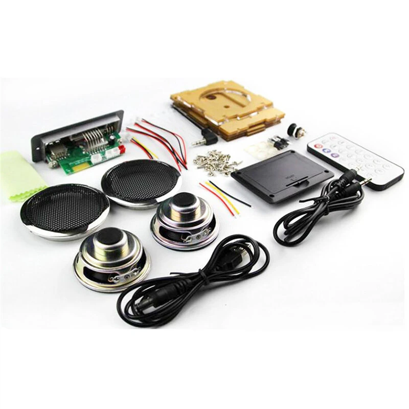 DIY Audio Bluetooth 5.0 Speaker Kit FM Radio USB/SD/AUX Dual Speakers DC 3.7-5V Remote Control Amplifier Speaker Building Kit — view 4