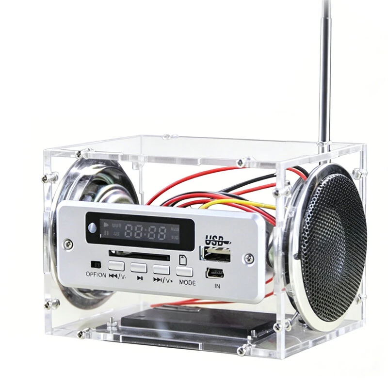 DIY Audio Bluetooth 5.0 Speaker Kit FM Radio USB/SD/AUX Dual Speakers DC 3.7-5V Remote Control Amplifier Speaker Building Kit — view 8
